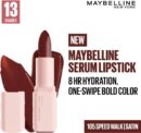 Maybelline New York Serum Lipstick (Satin) 8Hr weightless hydration, One-swipe bold color, Brown - 105 Speed Walk